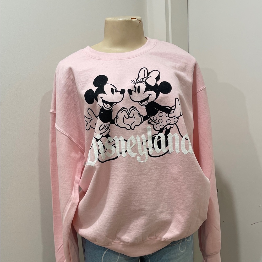 Disney Pink Crew Neck Sweater with Mickey and Minnie Graphic